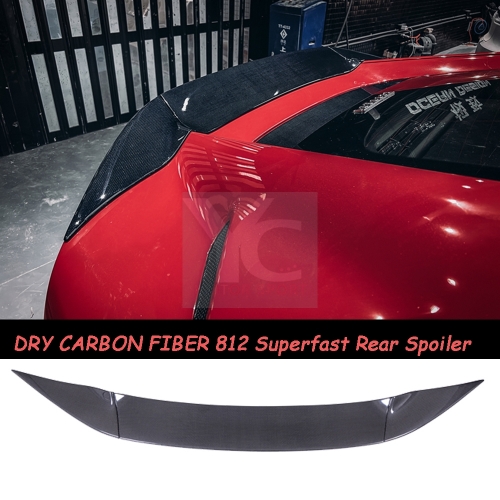 Dry Carbon Fiber MSY Softkit Style Rear Spoiler Rear Wing Fit For 2017-2020 Ferrari 812 Superfast Body Kit Plain Carbon Weave